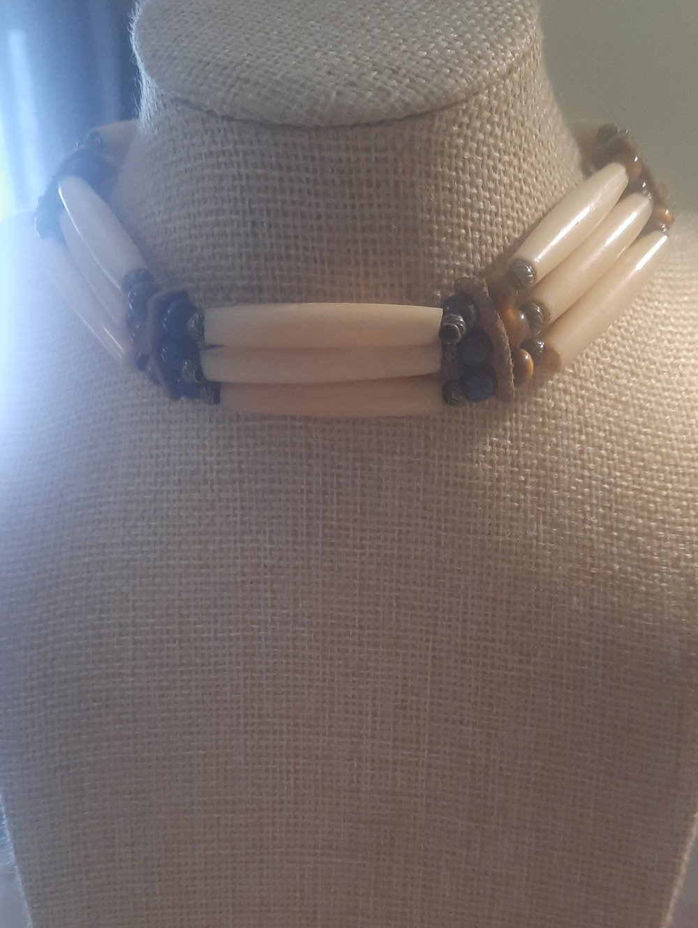 Ivory Cream Multi-Strand Beaded Choker Necklace